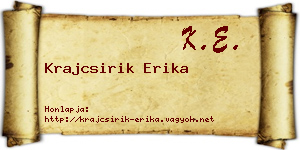 Krajcsirik Erika névjegykártya